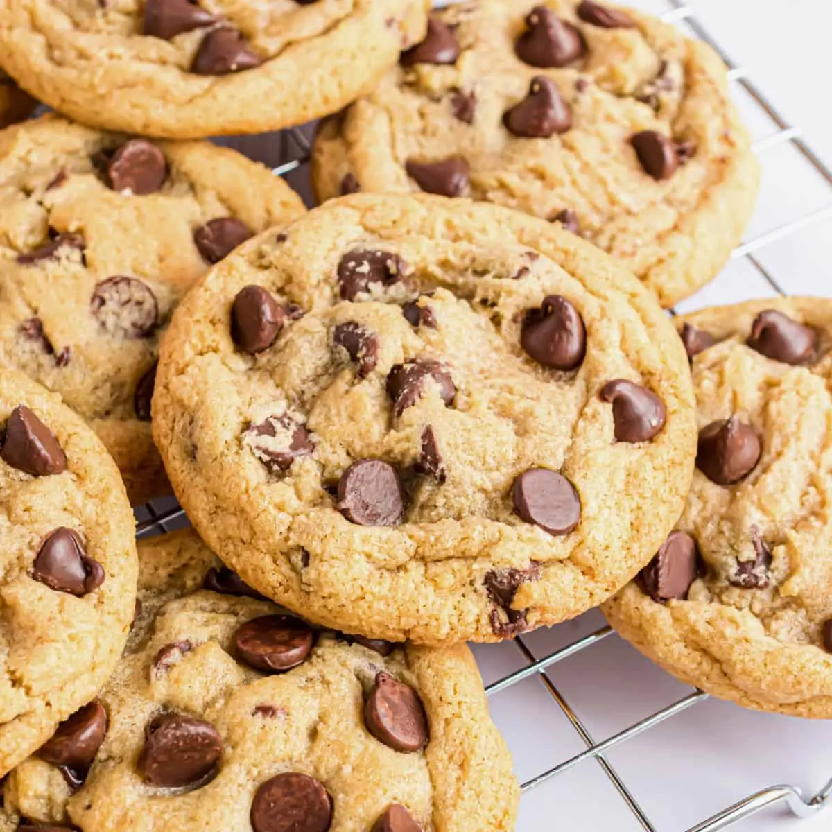 chocolate chip cookies on a wire rack